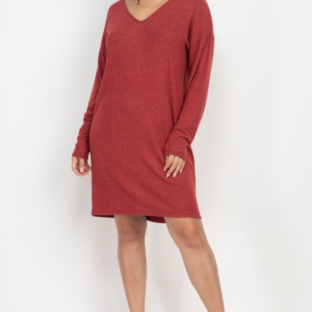 Women's Knit Dress-Rust